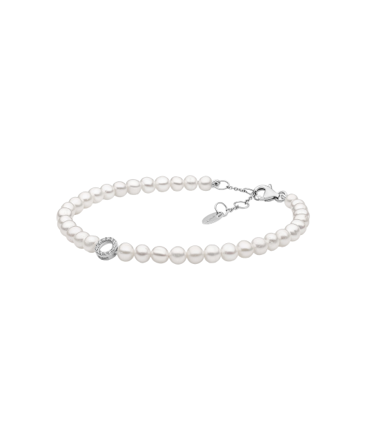 Bracelet with pearls, zircons and silver
