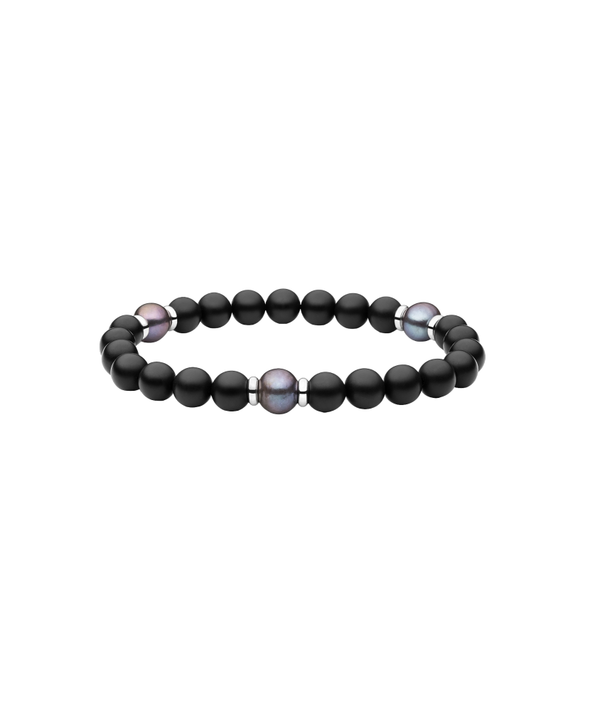 Bracelet with onyx and pearls