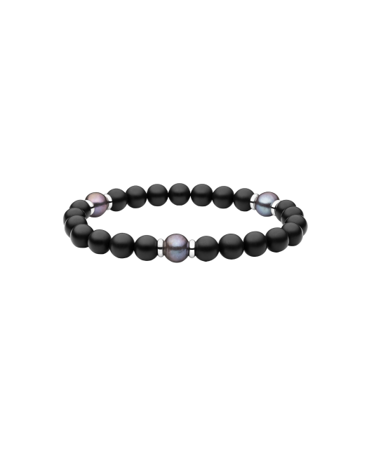 Bracelet with onyx and pearls