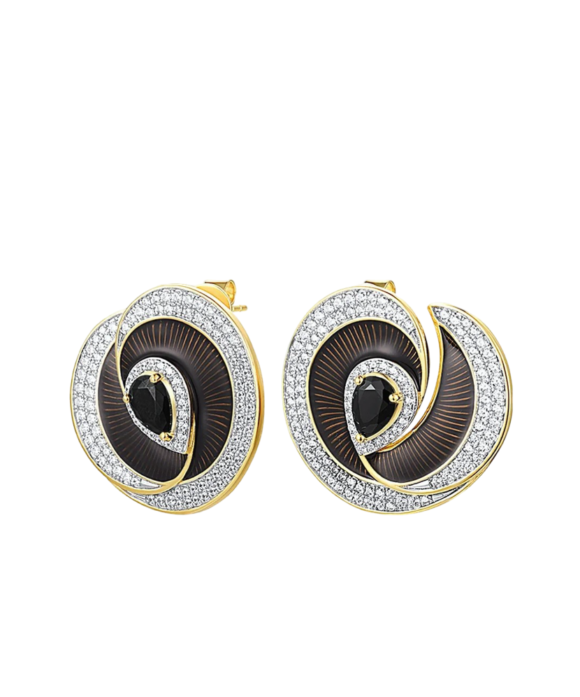 Kultaahopeiset korvakorut zirkoneilla ja emali