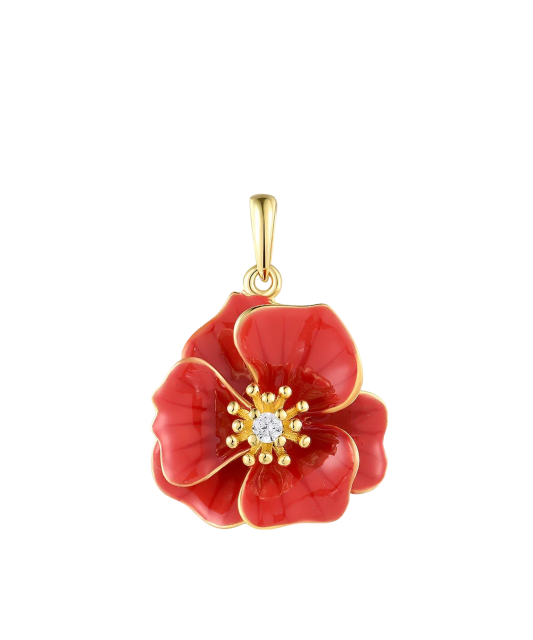 Gilded silver pendant with enamel and zircon