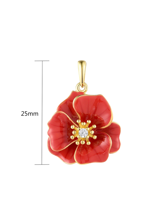 Gilded silver pendant with enamel and zircon