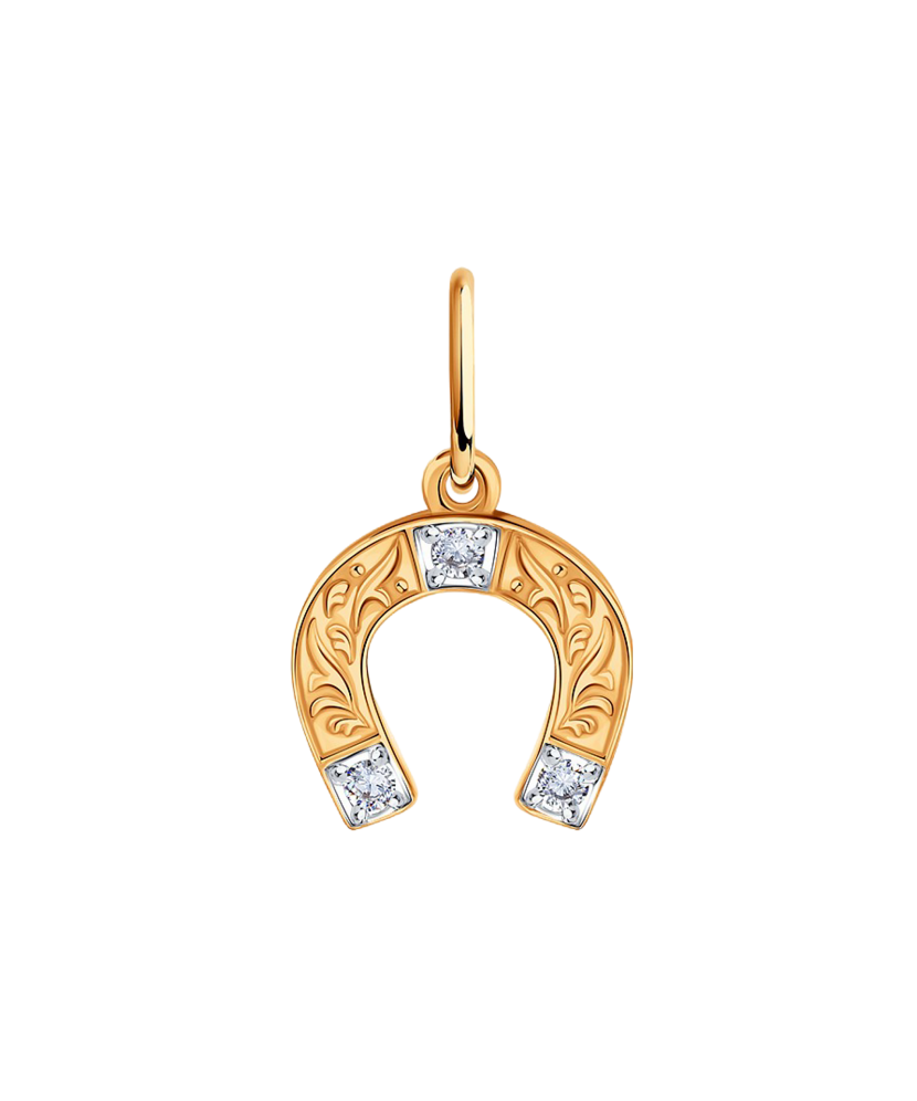 Gold pendant with zircons "horseshoe"