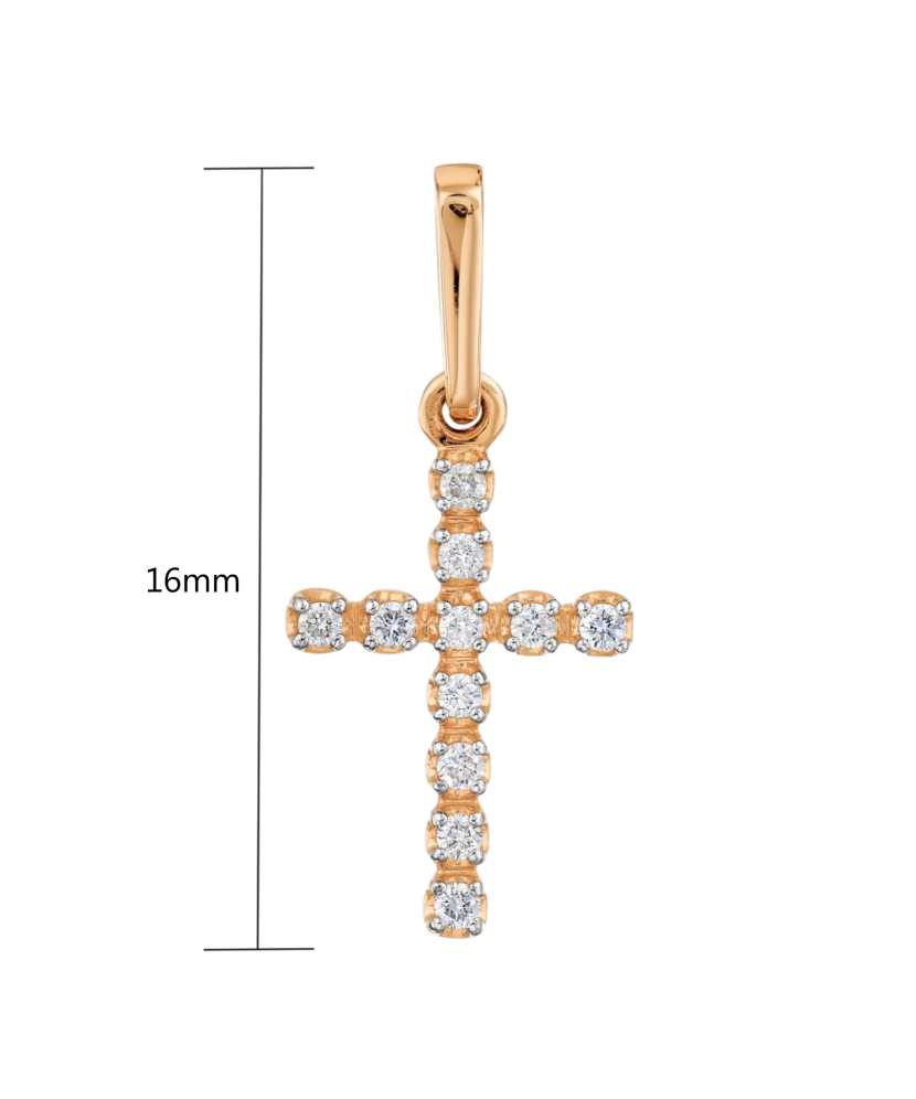 Gold pendant with diamonds "cross"