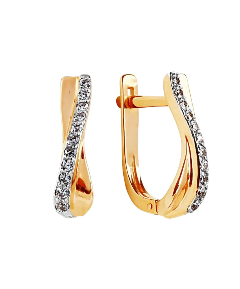 Gold earrings with zircons