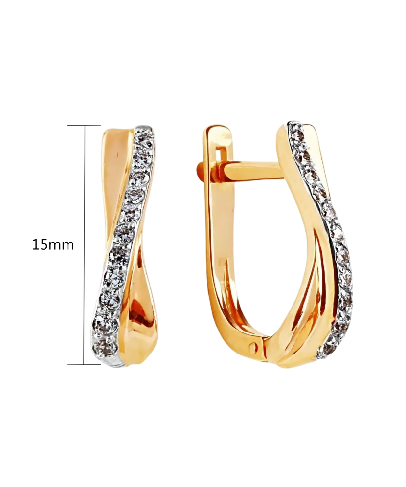 Gold earrings with zircons