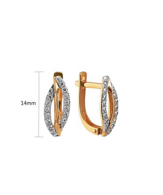 Gold earrings with zircons
