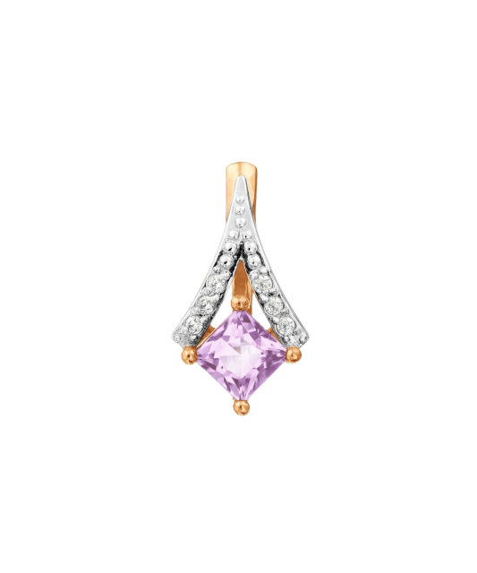 Gold pendant with amethyst and zircons
