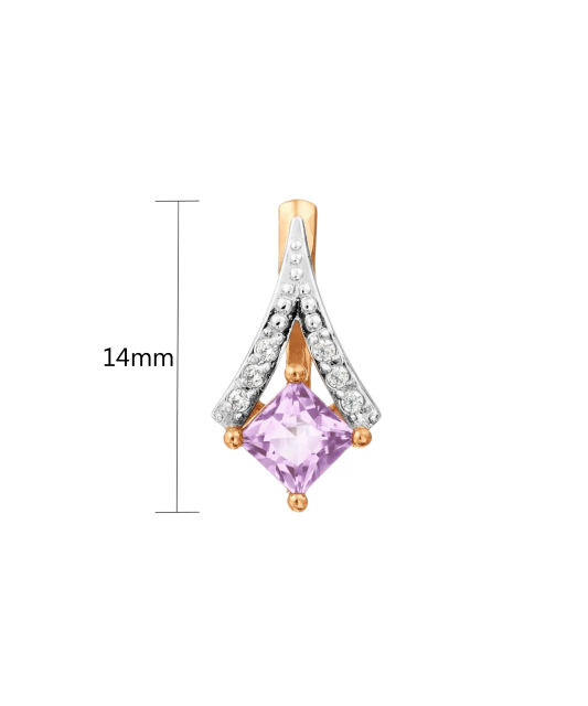 Gold pendant with amethyst and zircons