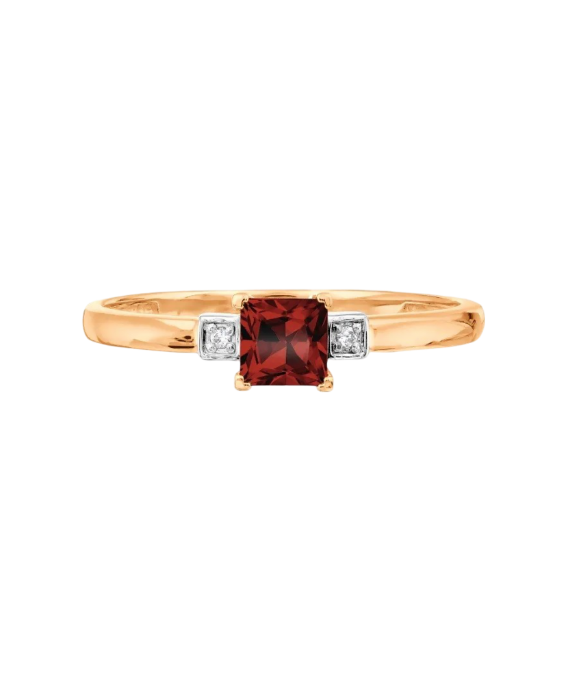Gold ring with garnet and zircons
