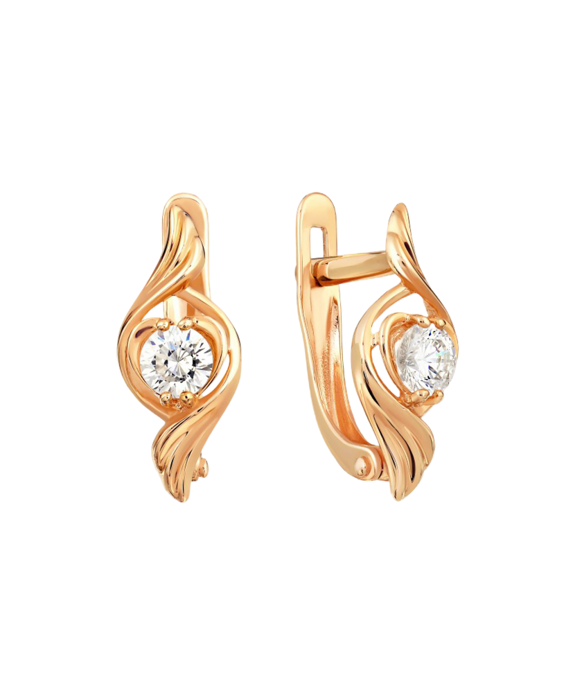 Gold earrings with zircons