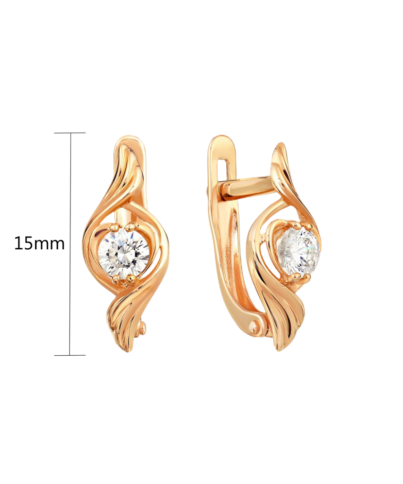 Gold earrings with zircons