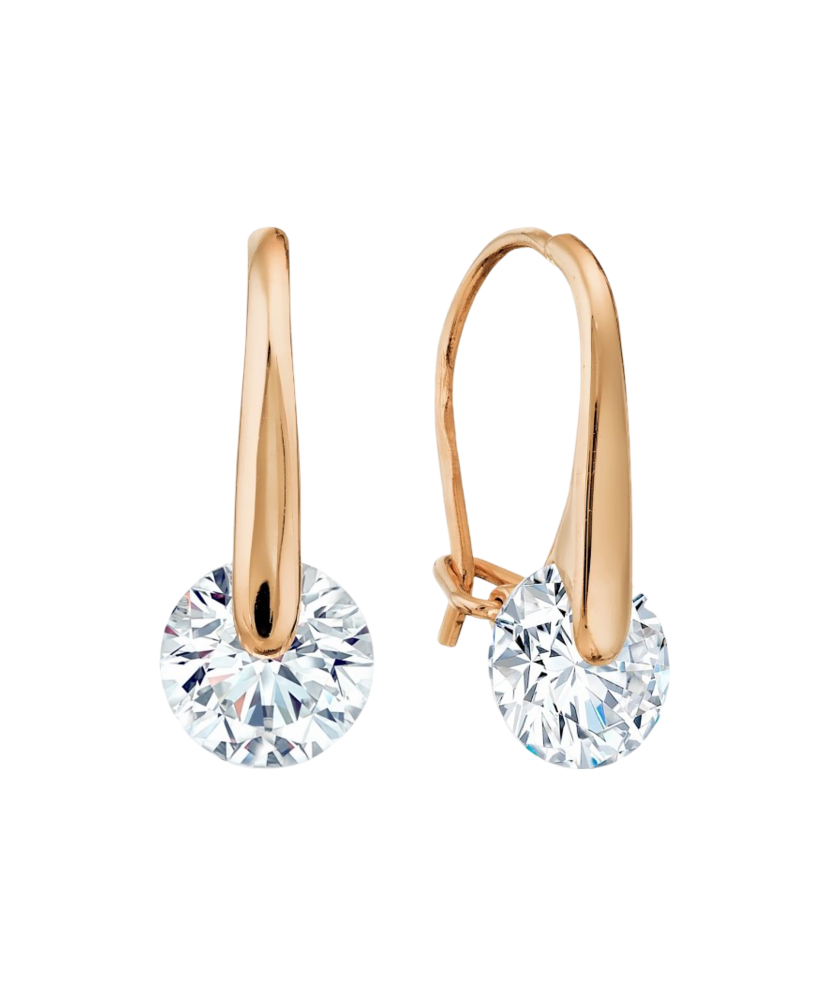 Gold earrings with zircons