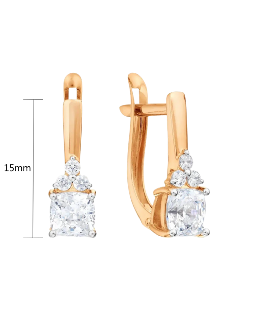 Gold earrings with zircons