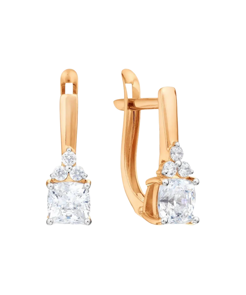 Gold earrings with zircons