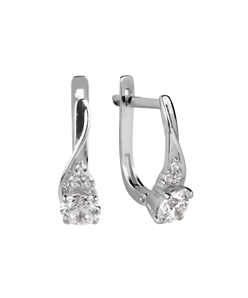 White gold earrings with zircons