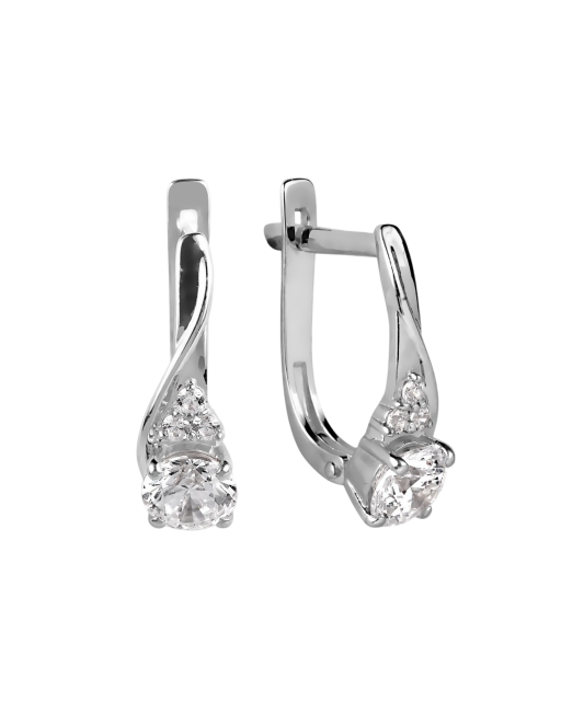 White gold earrings with zircons