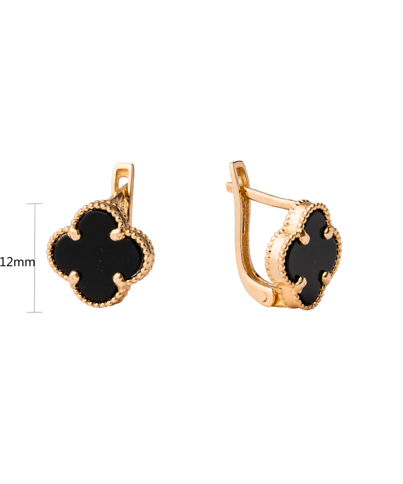 Gold earrings with onyx