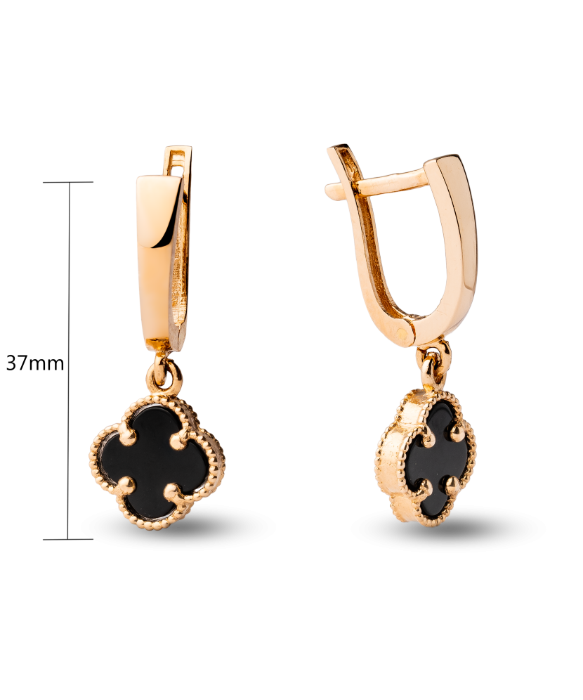 Gold earrings with enamel