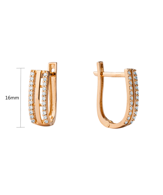 Gold earrings with zircons