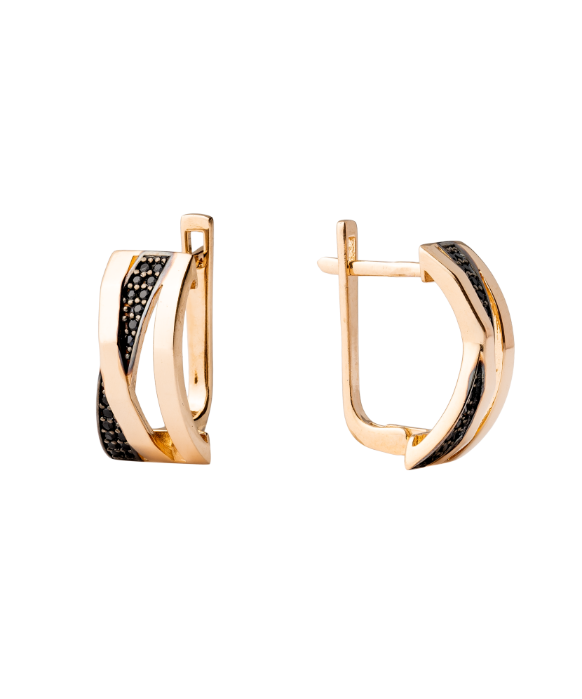 Gold earrings with zircons
