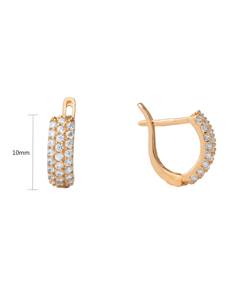 Gold earrings with zircons