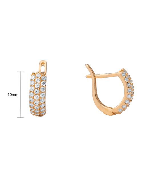 Gold earrings with zircons
