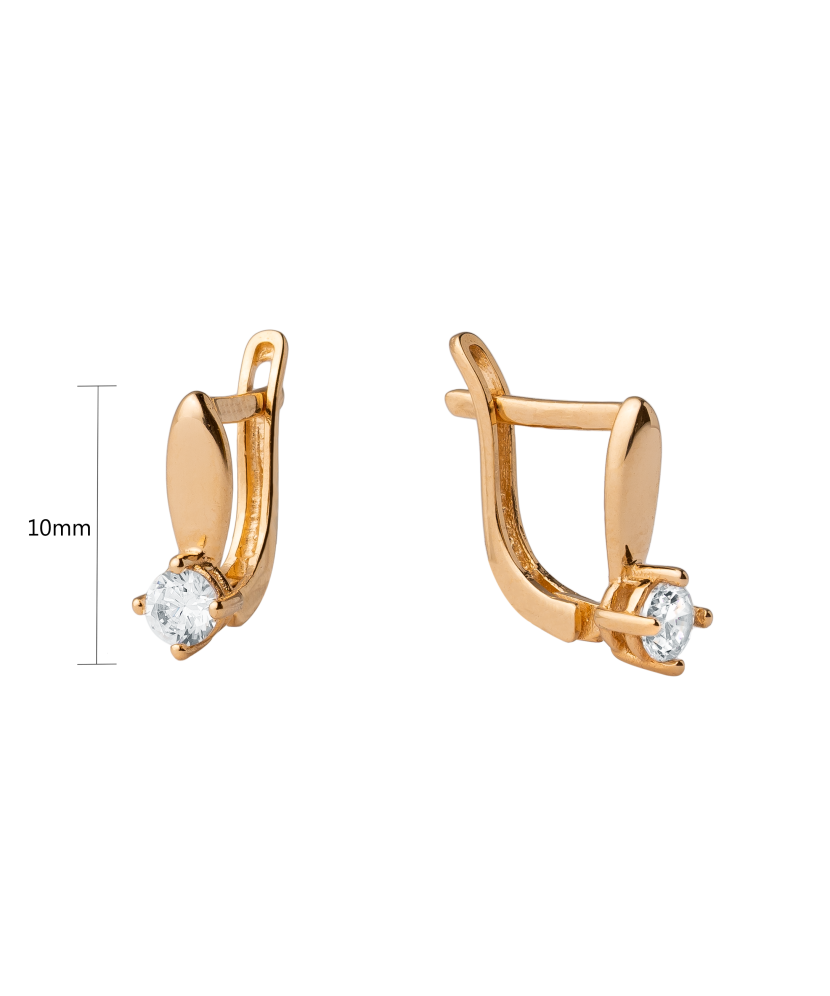 Gold children's earrings with zircons
