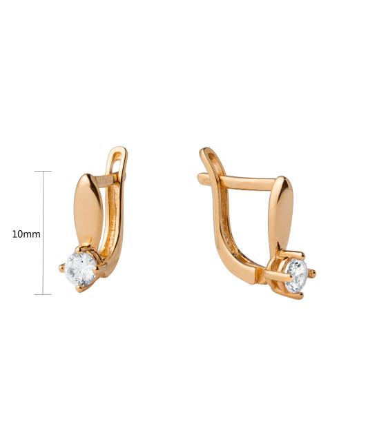 Gold children's earrings with zircons