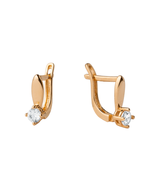 Gold children's earrings with zircons