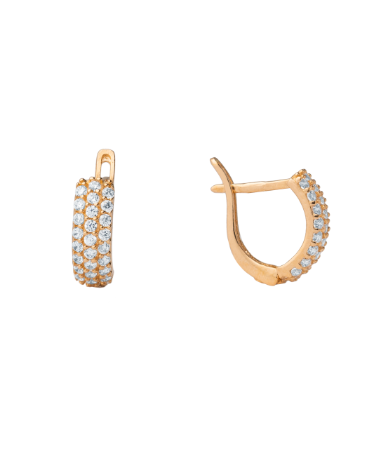 Gold earrings with zircons