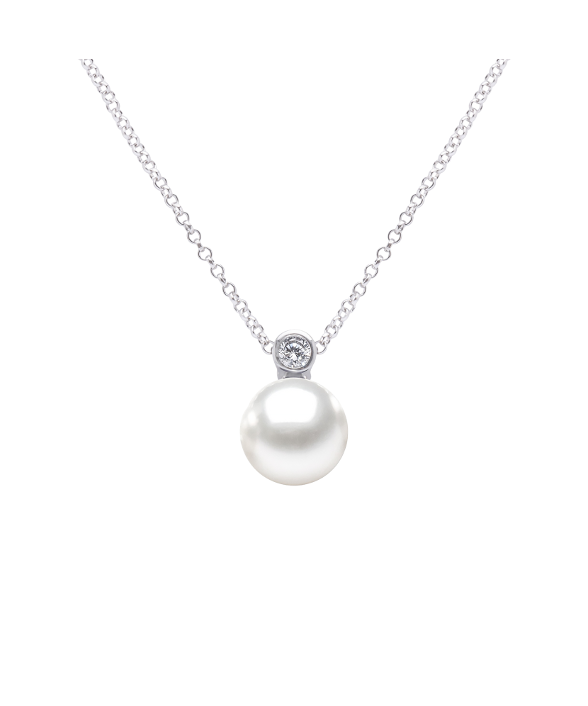 Sterling silver chain with pearl and zirconium