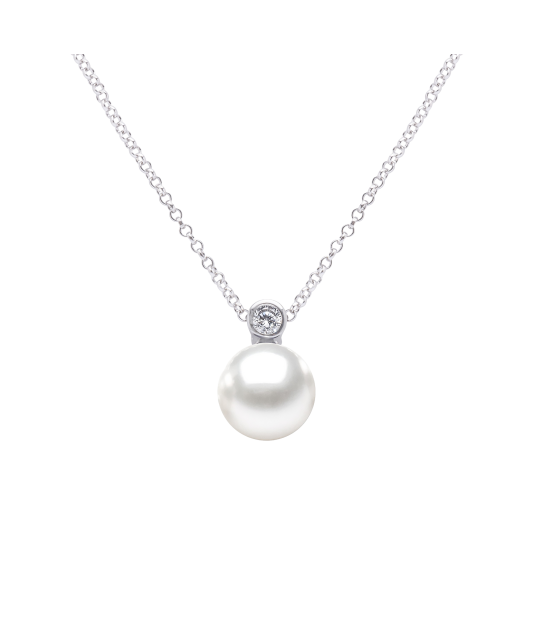 Sterling silver chain with pearl and zirconium