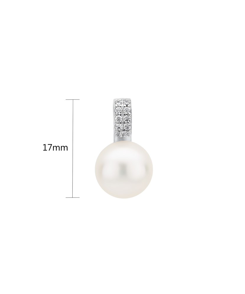 Sterling silver pendant with pearl and zircons