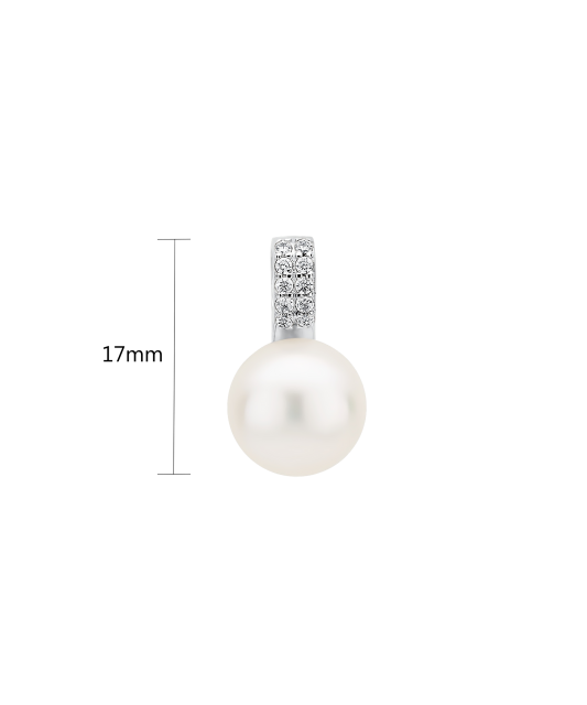 Sterling silver pendant with pearl and zircons