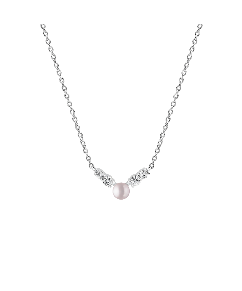 Sterling silver chain with pearl and zirconium