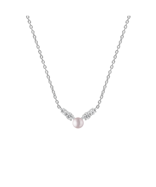 Sterling silver chain with pearl and zirconium
