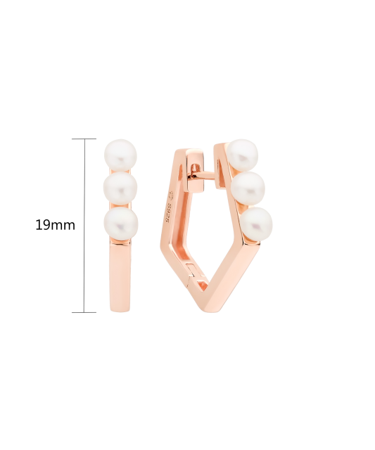 Gilded sterling silver earrings with pearls