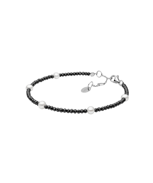 Bracelet with spinels and pearl and silver