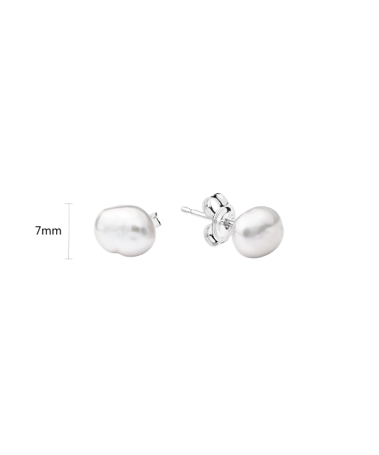 Sterling silver earrings with Keshi pearls