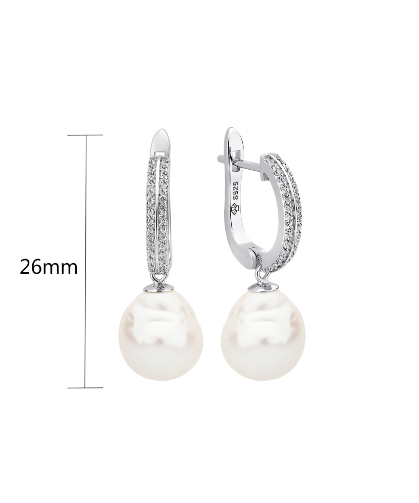 Sterling silver earrings with Kasumi pearls and zircons