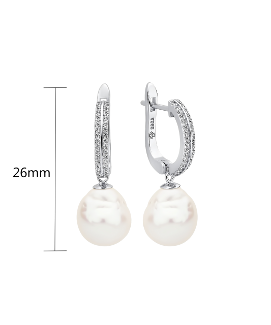 Sterling silver earrings with Kasumi pearls and zircons