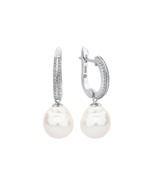 Sterling silver earrings with Kasumi pearls and zircons