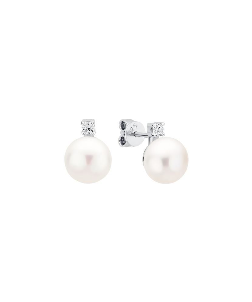Sterling silver earrings with pearls and zircons