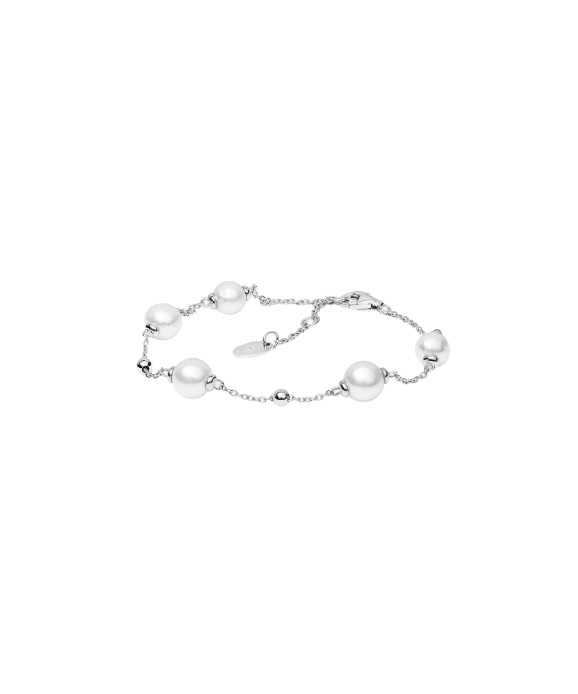 Rannekoru helmillä ja hopealla