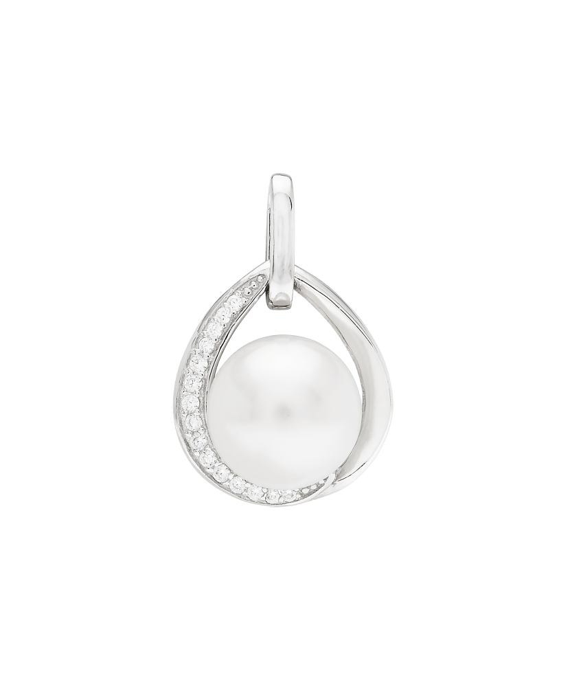 Sterling silver pendant with pearl and zircons