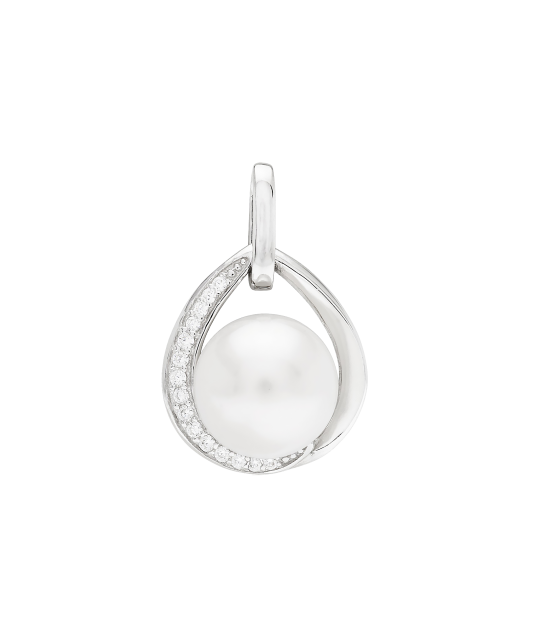 Sterling silver pendant with pearl and zircons