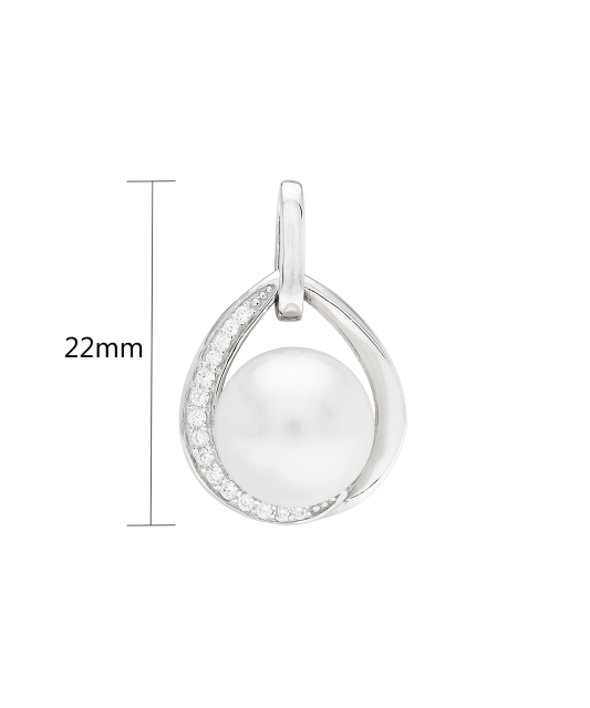 Sterling silver pendant with pearl and zircons
