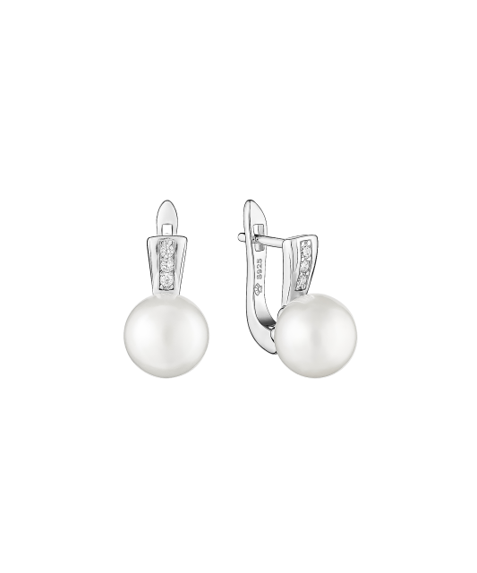 Sterling silver earrings with pearls and zircons