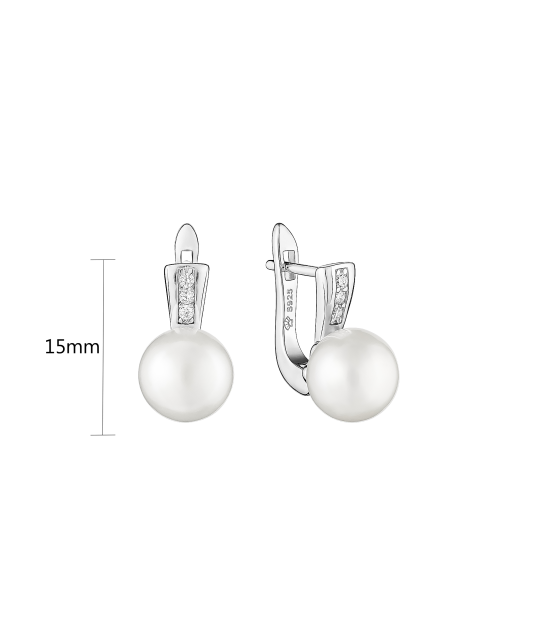 Sterling silver earrings with pearls and zircons
